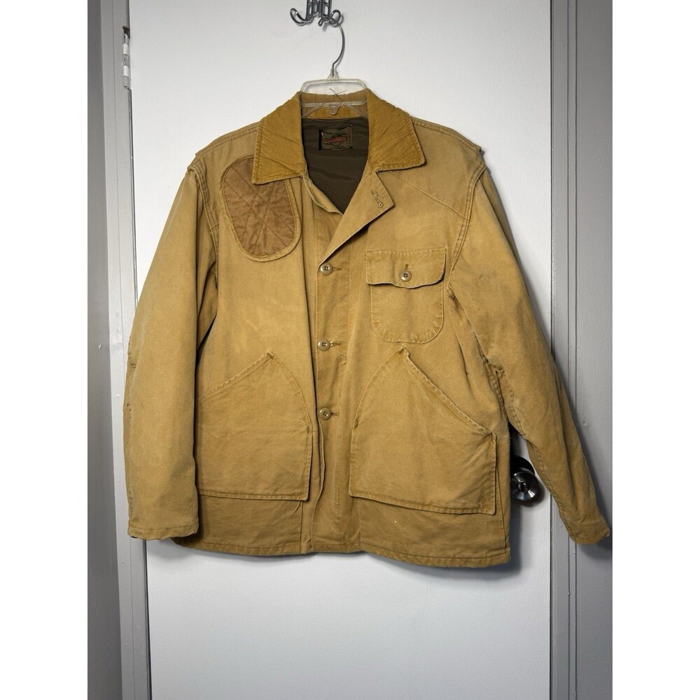 Vintage Saf-t-bak Hunting Jacket Mens 60s Brown USA Made Canvas Field XXL